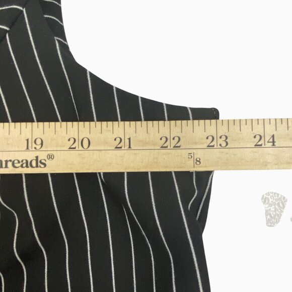 NWT 20W Spense Woman Black White Fit & Flare Striped V-Neck Sleeveless Dress - Picture 9 of 12